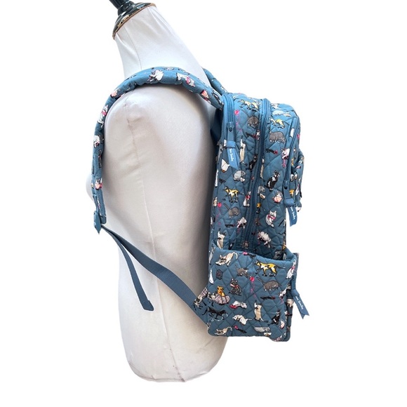 Vera Bradley Essential Large Backpack Cat’s Meow Steal Blue - Picture 3 of 13